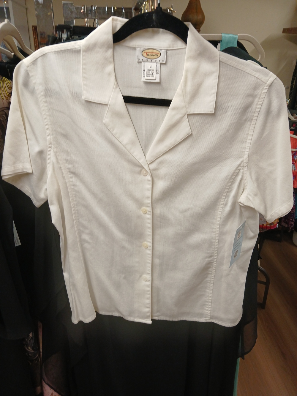 Talbots Cream Short-Sleeve Button Down Camp Shirt